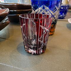 【東あずま店 併売品】 江戸切子 グラス カップ 赤 CUP glass 伝統工芸