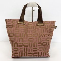 美品 U by ungaro/ユーバイウンガロ トートバッグ/ハンドバッグ ピンク×ブラウン 総柄 ロゴ キャンバス レディース[OX04508]