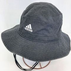 adidas アディダス バケットハット/サファリハット 麻混 58cm ブラック/黒 刺繍ロゴ あご紐付き[OA07180]
