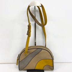 HANAE MORI ハナエモリ ショルダーバッグ レディース ベージュ/イエロー パッチワーク ハーフドーム型 カバン/鞄 HMロゴ[OO01398]