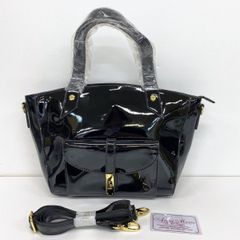 未使用 Anna Marie アンナマリー ハンドバッグ/ショルダーバッグ 2WAY エナメル ブラック NO.08114166 ショルダーストラップ付[OO01399]