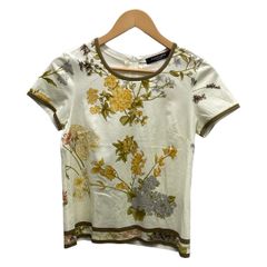 LEONARD(レオナール) 半袖カットソー サイズ38 M レディース美品  アイボリー×オレンジ×マルチ