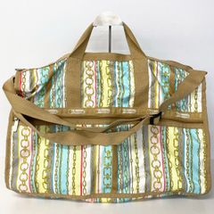 美品 LeSportsac/レスポートサック ボストンバッグ/2wayバッグ チェーン柄 ベージュ/マルチカラー ナイロン レディース[OL02745]