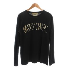 モスキーノ MOSCHINO Tシャツ ロンT カットソー クルーネック 長袖 フェイクファーロゴ 黒 ブラック /NU ■IBO103