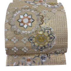袋帯 逸品 華文 花鳥 金銀糸 刺繍 金色 六通 正絹 【中古】