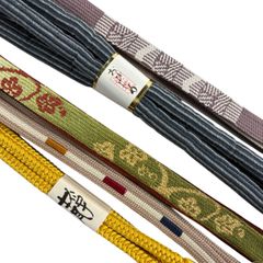 帯締め 優品 帯締め5本セット 山吹色 正絹 和装小物  【中古】