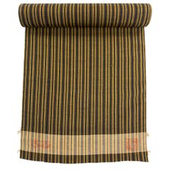 反物 秀品 紬 縦縞 茶色 正絹 【中古】