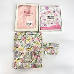 未使用 まとめて4点セット ハナエモリ/HANAE MORI エプロン ティッシュケース チコフォルテ/CHIKO FORTE 花柄 ピンク[OO01274]