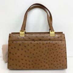 オーストリッチ ハンドバッグ ブラウン 茶色 ゴールド金具 トートバッグ/手提げ鞄 レディース[OO01311]