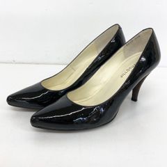 JILLSTUART shoe ジルスチュアート パンプス 24.5cm ブラック エナメル 天然皮革 日本製 レディース ポインテッドトゥ[OQ05151]