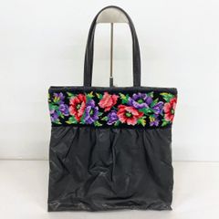 FEILER/フェイラー トートバッグ/ハンドバッグ ブラック/黒 花柄 シュニール織切り替え レディース[OQ05158]
