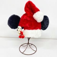 美品 東京ディズニーリゾート/ミッキーマウス/サンタ帽子/耳付き/レッド×ホワイト/ボア/クリスマス/ファンキャップ/Disney[OA07030]