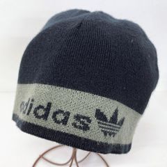 adidas/アディダス ニット帽 ビーニー/ニットキャップ トレフォイルロゴ ネイビー/紺×グレー　リバーシブル[OL02658]