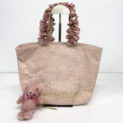 メゾンドフルール/Maison de FLEUR トートバッグ/ハンドバッグ ピンク フリルハンドル ツイード調 クマチャーム付[OK06335]