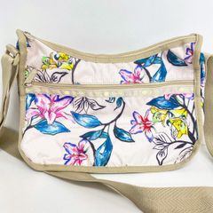 美品 LESPORTSAC レスポートサック ショルダーバッグ 花柄 フラワー ベージュ系 斜め掛け カバン/鞄 レディース[OZ02882]