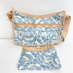 まとめて2点セット LeSportsac レスポートサック ショルダーバッグ/ポーチ 花柄/レース柄 ブルー/ベージュ レディース[OZ02884]