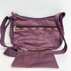 レスポートサック/LeSportsac ショルダーバッグ ポーチ付 パープル/ドット柄 水玉 ナイロン 斜め掛け鞄 レディース[OZ02885]