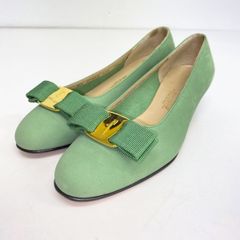 フェラガモ パンプス 5 1/2 C (23cm相当) ライトグリーン ヴァラ リボン DR 27848 338 レディース 靴 Salvatore Ferragamo[OZ02890]