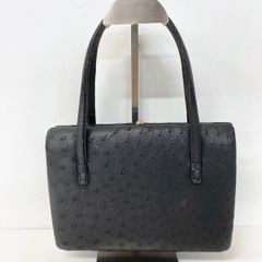 オーストリッチ/ダチョウ革 ハンドバッグ ブラック/黒 レディース 鞄 ゴールド金具[OM04558]