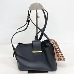 レディース ショルダーバッグ ブラック スカーフ付き ゴールド金具 肩掛け カバン/鞄 黒[OQ05246]