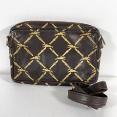 LONGCHAMP/ロンシャン ショルダーバッグ ホースロゴ/ベルト柄 ブラウン系 ダークブラウン 斜め掛け カバン/鞄[OL02737]