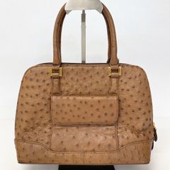 オーストリッチ ハンドバッグ ブラウン 茶色 レディース エキゾチックレザー/トートバッグ/鞄/ゴールド金具[OR03785]