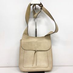 ショルダーバッグ/肩掛けカバン ベージュ系 フラップ開閉 背面ファスナーポケット付 無地 レディース[OO01371]