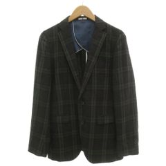 スーツセレクト SUIT SELECT テーラードジャケット A6 茶 ブラウン系 ダークブラウン チェック柄 ウール 背抜き センターベント シングルブレスト IBO103 /BJ