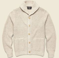 RRL(ダブルアールエル) コットン リネン ショールカラー カーディガン L