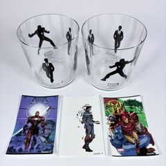 スターク・インダストリーズ ジュースグラス2個 マーベル アイアンマン 非売品ステッカー3枚付き 5点セット MARVEL Stark Industries【新品・国内正規品・一部アウトレット】