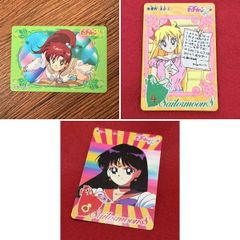 美少女戦士セーラームーン カード 3枚 まとめ売り セーラームーンR シール セーラージュピター セーラームーンS 火野レイ 当時物
