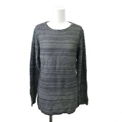アンクライン ANNE KLEIN ローゲージニット M 黒 ブラック グレー ボーダー柄 ラウンドネック 長袖 /NP ■ECC007