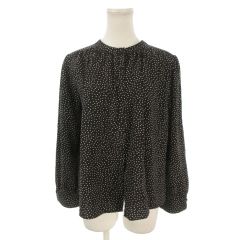クチュールブローチ COUTURE BROOCH シャツ ブラウス 2way 38 黒 ブラック ドット柄 バンドカラー 長袖 /MN30 ■GY08