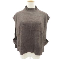 グリーンレーベルリラクシング ユナイテッドアローズ green label relaxing ニットベスト プルオーバー グレージュ ハイネック サイドスリット ミドル丈 /YS7 ■GY99