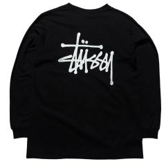 M STUSSY STUSSY ストックロゴ ロングスリーブ Tシャツ ブラック