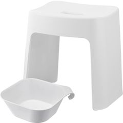 山崎実業(Yamazaki) 洗いやすい マグネット風呂イス 座面高32cm + マグネット&引っ掛け湯おけ 【2点セット】 tower 浮かせる収納 バスチェア ホワイト 1653 5378ma 2e721b42
