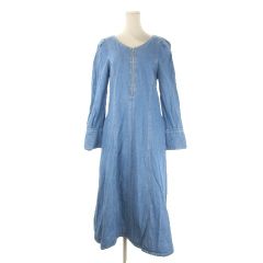 アーバンリサーチ サニーレーベル URBAN RESEARCH Sonny Label デニムワンピース F 青 ブルー インディゴ 無地 Vネック 長袖 /CK12 ■ECC009
