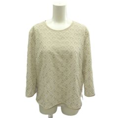 アクアスキュータム AQUASCUTUM カットソー M ベージュ 総柄 ラウンドネック 長袖 /RN ■ECD009