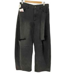 フリークスストア FREAKS STORE ワイドシルエット ダメージ加工 カーブ デニムパンツ メンズ  L
