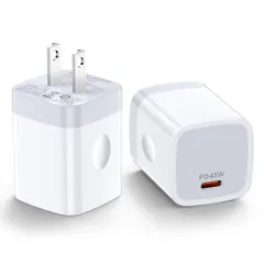 Hootek iPhone 急速充電器 Type-C 45W USB-C 充電器 2個セット GaN採用 PPS&PD3.0対応 PSE認証 ホワイト | ACアダプター USB コンセント タイプC 充電器 iPhone 17/16/15、Galaxy as