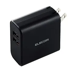エレコム 充電器 USB コンセント 合計24W 2ポート USB-A 折りたたみ式プラグ 2台同時充電 おまかせ充電 【 iPhone SE3/15/14/13/12/Android 各種対応】 ブラック EC-AC03BKas