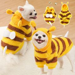 犬服 犬 服 ドッグウェア 冬 コスチューム ハロウィン パーカー 小型犬 中型犬 大型犬 ペット服 犬猫用 ハチさんデザイン フード付きパーカー イエロー 仮装 コスプレ カジュアル おしゃれ かわいい かっこいい ふにゃ蜂 なりきりパーカー#M-021
