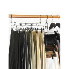 【新品】 ズボンハンガー スカートハンガー 5段連結式 衣類収納ラック クローゼット整理ハンガー 2本 ブラック