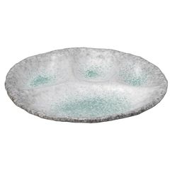 【新品】 三陶(Santo) 萬古焼 仕切プレート 仕切皿 ワンプレート 皿 青リーブ 食器 陶器 電子レンジ 食洗機可 日本製