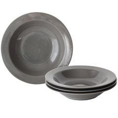 【新品】 Dolce duo カレー皿 パスタ皿 スープ皿 リムプレート グレー 4枚 セット ギフト 無地 日本製 DAM-248 (グレー)