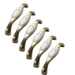 ★新品★6個セット セラミック 取っ手 取手 ファッショ アンティーク DIY 食器棚 キャビネット ハンドル ドアノブ 装飾 引き出しつまみ 手すり 家具 ベッドルーム用 ネジ付き (麦の穂, 128mm) db6a5489