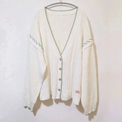 【JaVa+CIassical EIf】ジャバ　クラシカルエルフ　2WAYビックハンドステッチカーディガン長袖ケーブル編み　サイズXL カラーアイボリー