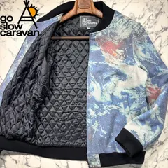 ✨極美品/地球柄✨サイズ4/(XL位)●go slow caravan 総柄 ウール ブルゾン キルティング 裏地