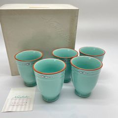 ノリタケ フリーカップ 5客セット ストーンウェア エメラルドグリーン 湯呑 元箱付