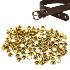 【新品】 両面カシメ レザークラフト 100組セット ゴールド 頭8mmｘ足8mm NYANDELMO